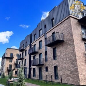 Courtyard and facade of a multi-storey building with new insulation, Ivano-Frankivsk