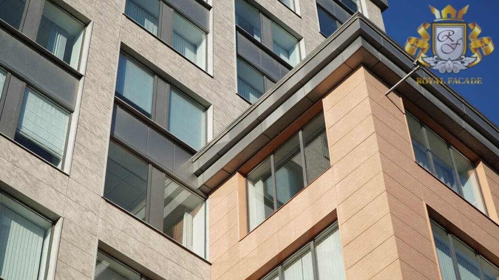 Vent facade with ceramic granite panels