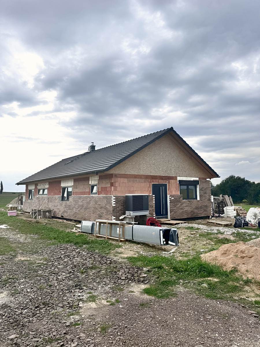 Facade of a house with bright tiles in the Czech Republic
