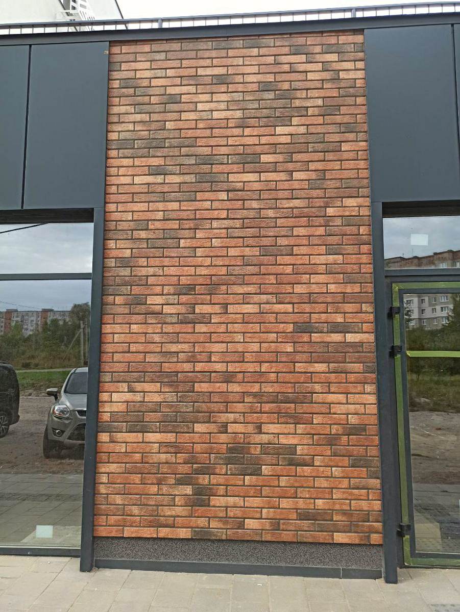 Fațadă cu plăci din clincher Cerrad Chili în complexul rezidențial Suburbia