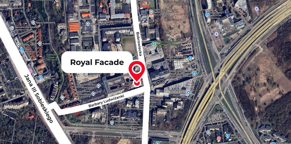 Directions to the Royal Facade office in Warsaw at Bobrowiecka Street 1
